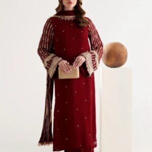 Heavy Embroidered Chiffon Front with long shirt Style