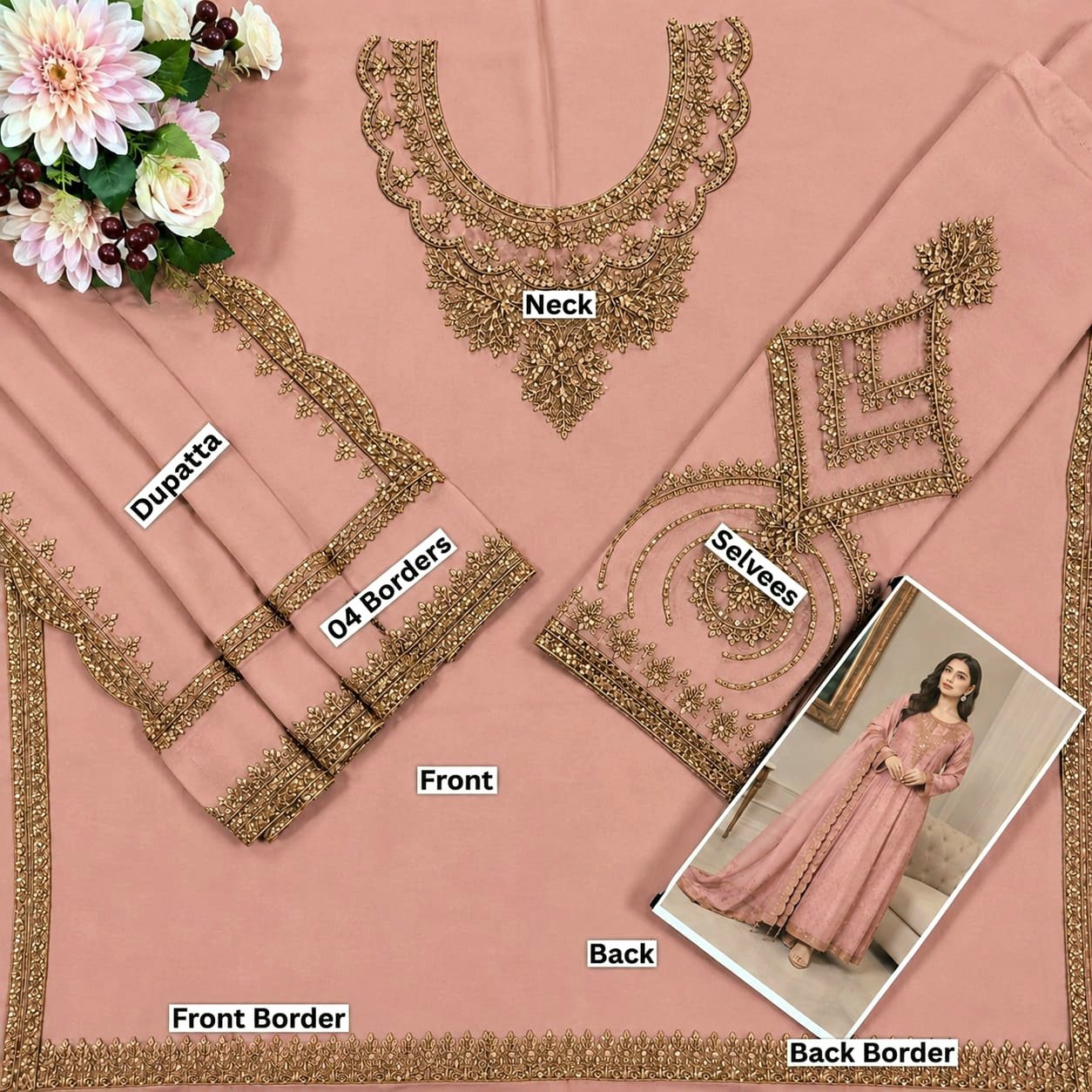 CHIFFON fully heavy embroidered 3 PC - Image 4