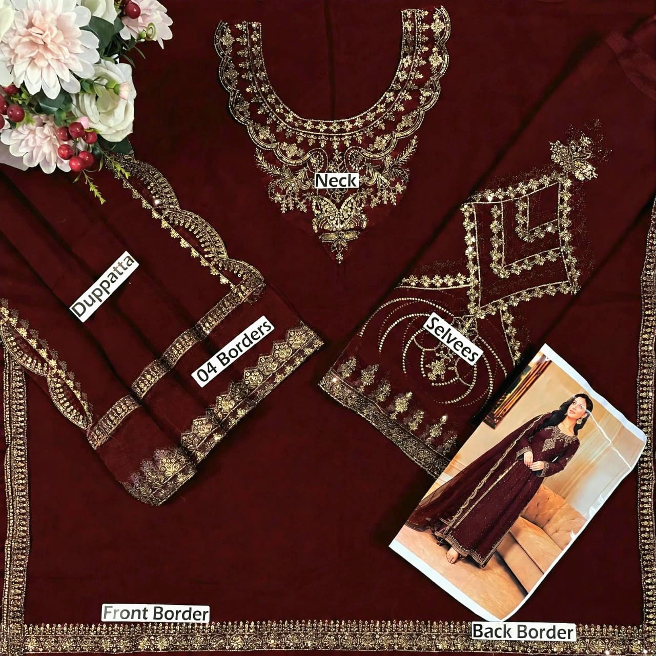 CHIFFON fully heavy embroidered 3 PC - Image 3